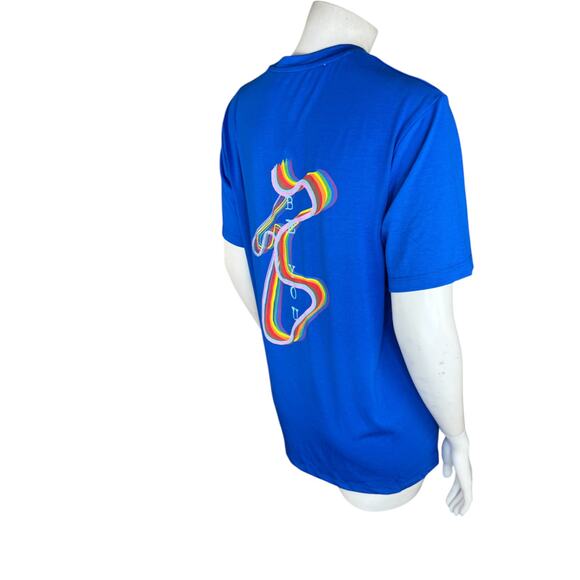 Curations Ty Mayberry Graphic Tee Small Blue Retro Cassette LGBTQ Pride NWT - Picture 5 of 14